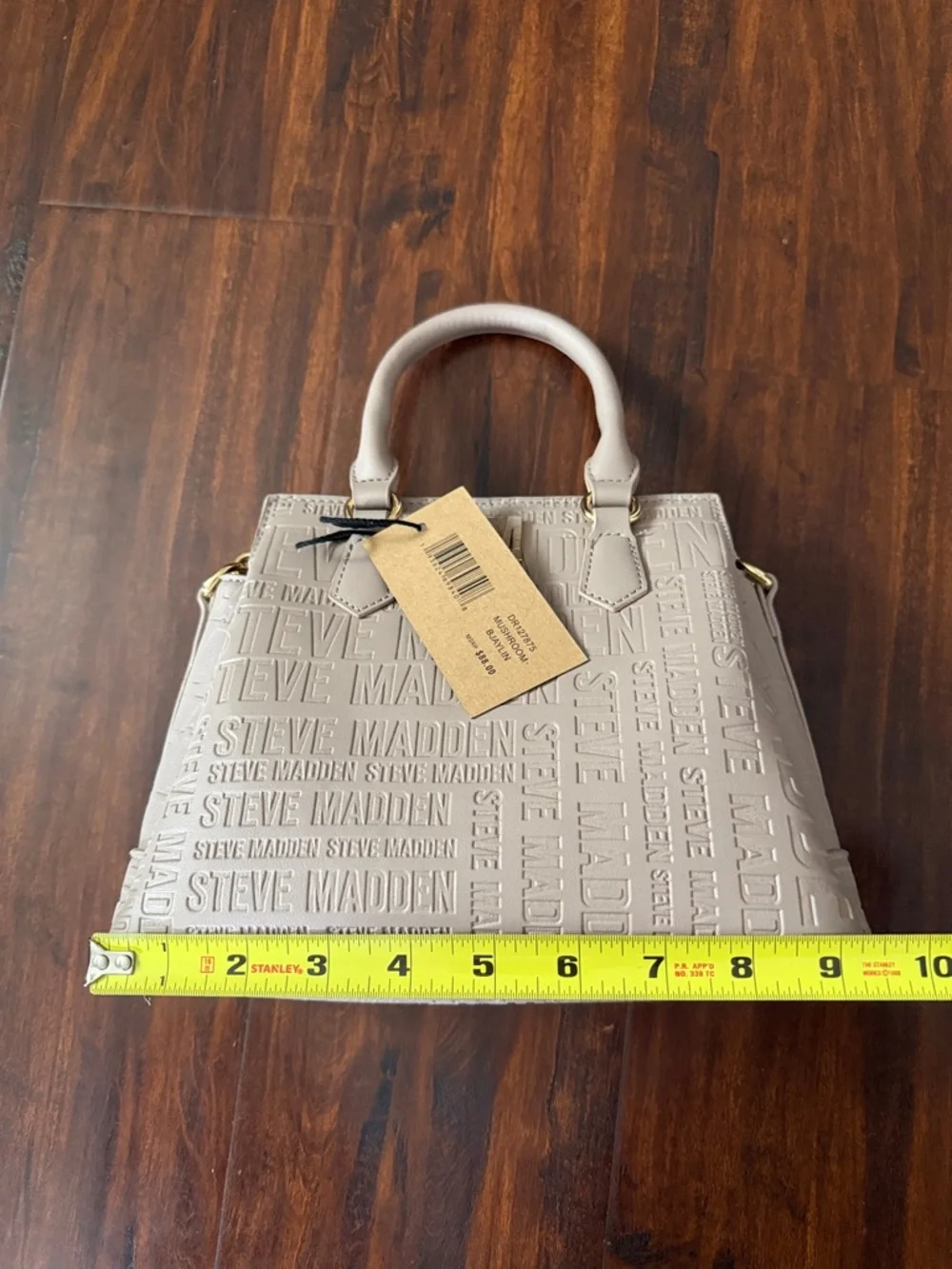 Steve Madden Blush Embossed Satchel with Wide Logo Strap